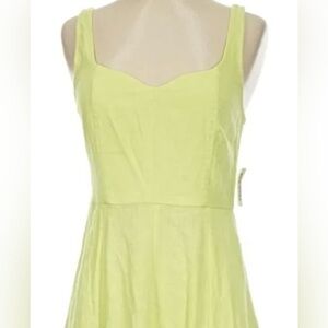 Lime Green Maxi Dress Small Linen and Rayon